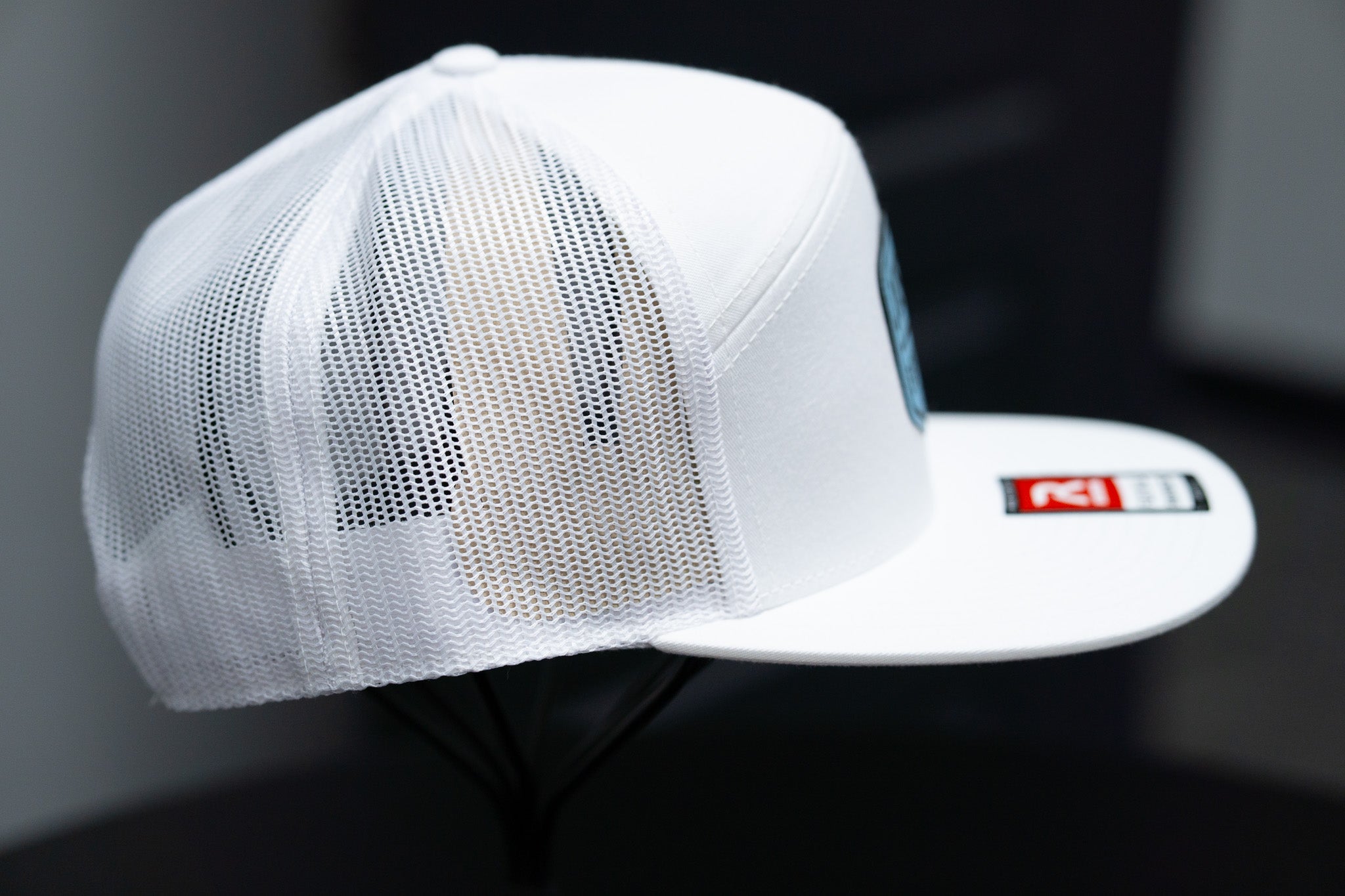 Jesus Over Everything - Richardson 168 Flat Bill Hat - White With Baby Blue Leather