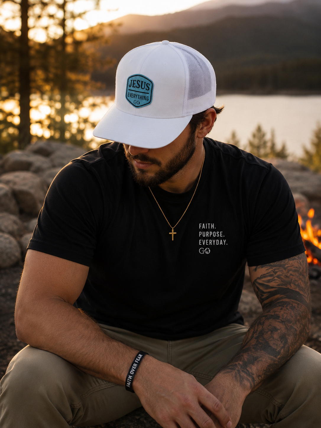 Jesus Over Everything Leatherette Patch Hat