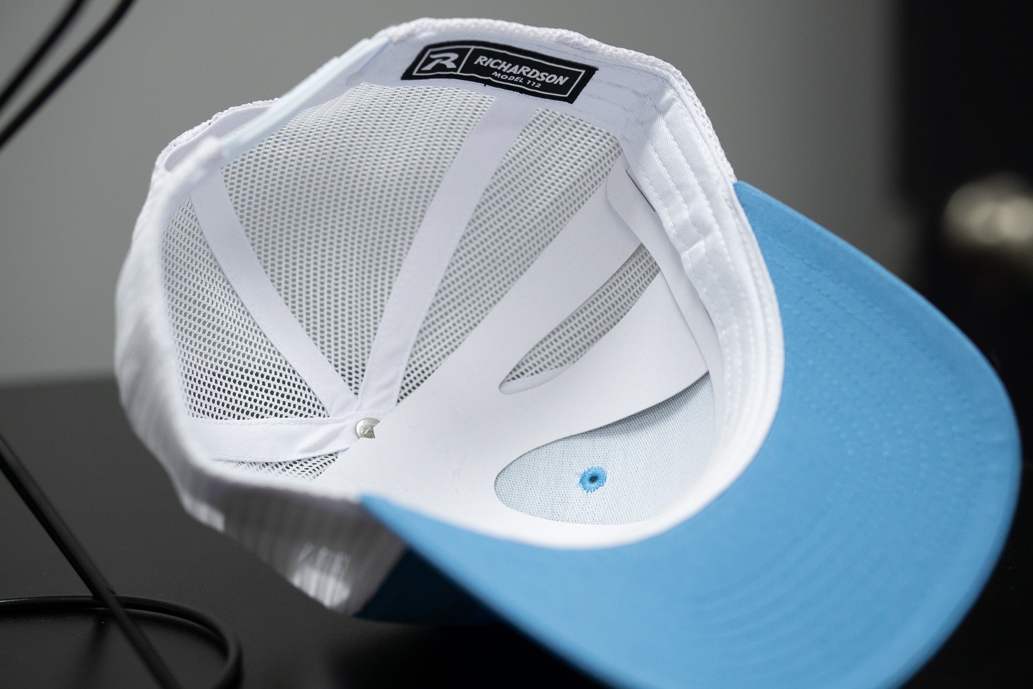 Jesus Over Everything - Baby Blue And White Snap Back Trucker Hat With Floral Leather - Richardson 112